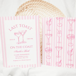 Letzter Toast an der Küste Pink Junggesellinnenabs Einladung