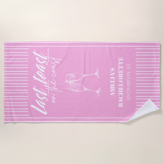 Letzter Toast an der Küste Rosa Junggeselinnen-Abs Strandtuch (Vorderseite)