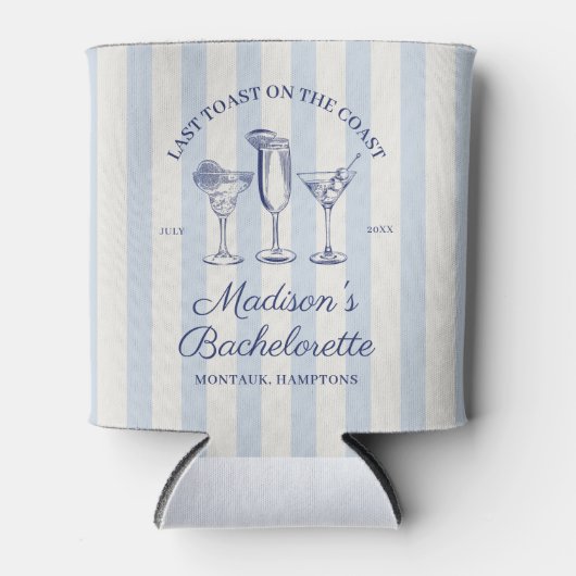 Letzter Toast an der Küste trostlos blau gestreift Dosenkühler (Vorderseite)