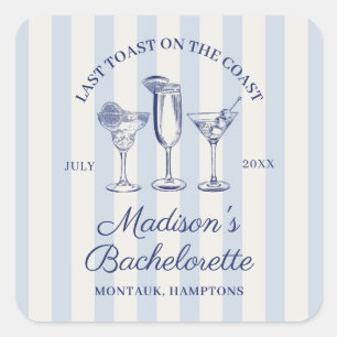 Letzter Toast an der Küste trostlos blau gestreift Quadratischer Aufkleber