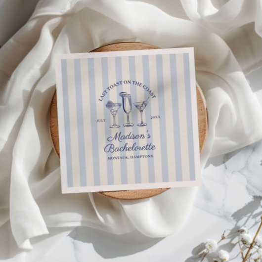 Letzter Toast an der Küste trostlos blau gestreift Serviette