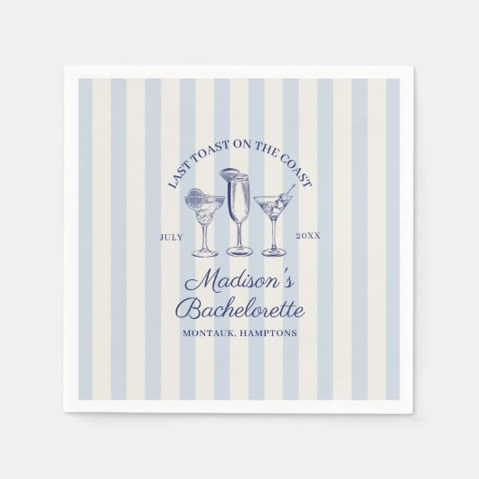 Letzter Toast an der Küste trostlos blau gestreift Serviette (Vorderseite)