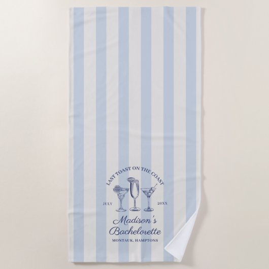 Letzter Toast an der Küste trostlos blau gestreift Strandtuch (Vorderseite)