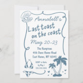 Letzter Toast auf der Hand Drawn Bachelorette Einladung (Vorderseite)
