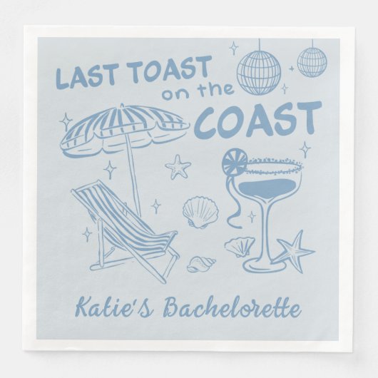 Letzter Toast auf der handgezeichneten Bachelorett Serviette (Vorderseite)