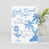 Letzter Toast auf der Küste bachelorette Einladung (Stehend Vorderseite)