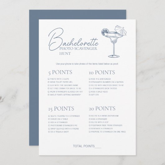 Letzter Toast Bachelorette Game Scavenger Hundesch Einladung (Vorne/Hinten)