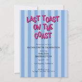 Letzter Toast Blue Striping Bachelorette mit QR-Co Einladung (Vorderseite)
