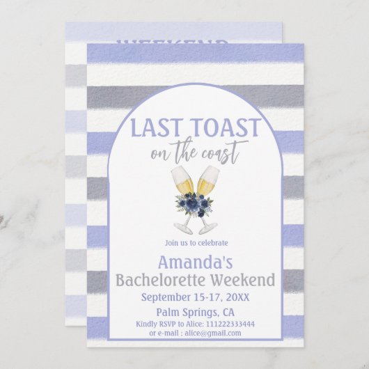 Letzter Toast Coast Beach Bachelorette Weedkend Pa Einladung (Vorne/Hinten)