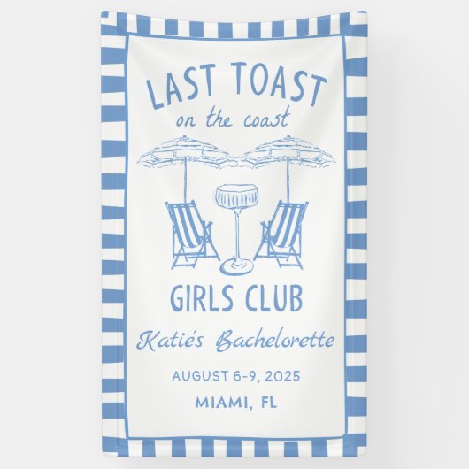 Letzter Toast Coast Beach Blue Junggeselinnen-Absc Banner (Vertikal)