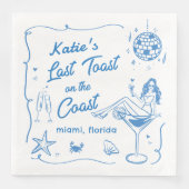 Letzter Toast Coast Beach Blue Junggeselinnen-Absc Serviette (Vorderseite)