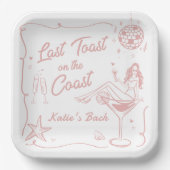 Letzter Toast Coast Beach Rosa Junggeselinnen-Absc Pappteller (Vorderseite)