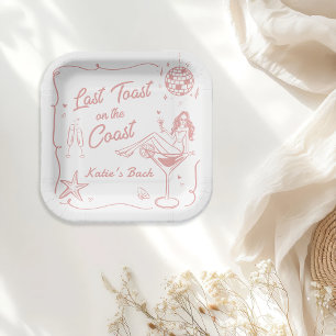 Letzter Toast Coast Beach Rosa Junggeselinnen-Absc Pappteller