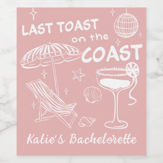 Letzter Toast Coast Beach Rosa Junggeselinnen-Absc Weinetikett (Einzelnes Label)