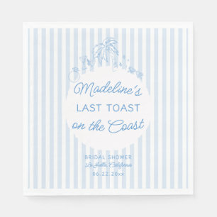 Letzter Toast Küstenblau Weiße Chic Brautparty Serviette
