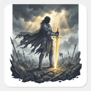 Letzter Überlebender Dark Fantasy Krieger Epischer Quadratischer Aufkleber