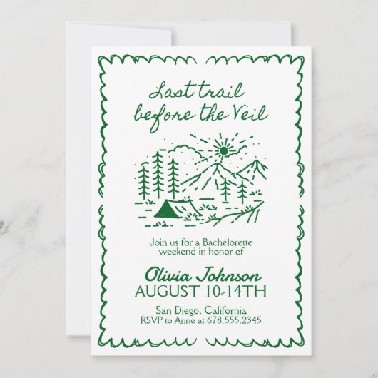 Letzter Weg vor dem Schleier-Junggeselinnen-Abschi Einladung (Vorderseite)