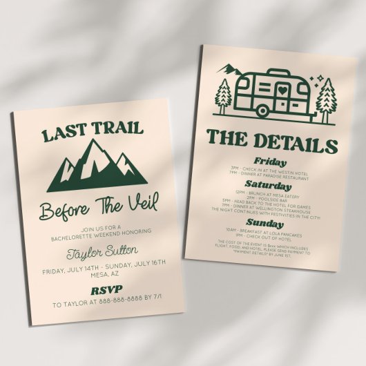 Letzter Weg vor dem Veil Bachelorette Wochenende Einladung