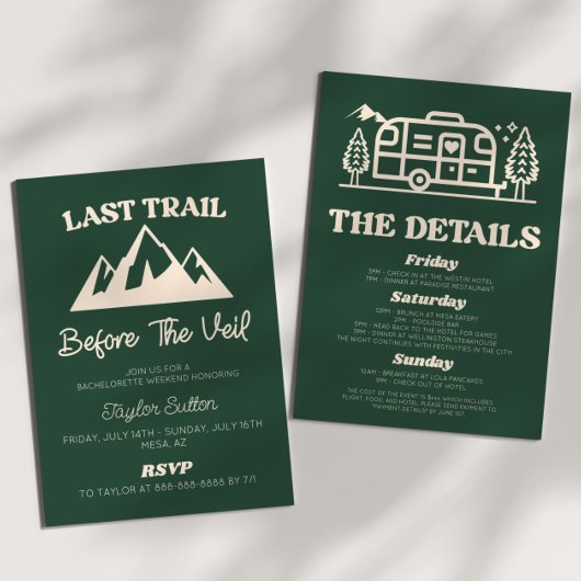 Letzter Weg vor dem Veil Bachelorette Wochenende Einladung