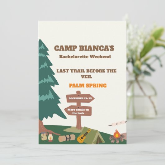Letzter Weg vor dem Veil Bachelorette Wochenende Einladung (Stehend Vorderseite)