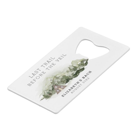 Letzter Weg vor dem Veil Bachelorette Wochenende Geldbeutel Flaschenöffner (Vorderseite Schrägansicht)