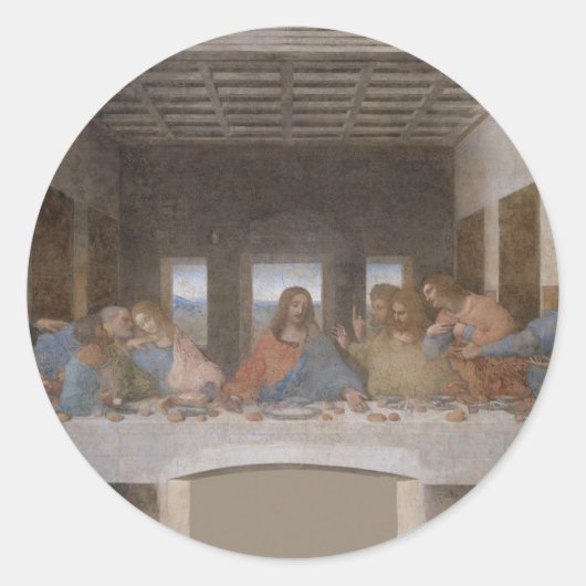 Letztes Abendessen Leonardo Da Vinci Malerei Runder Aufkleber (Vorderseite)