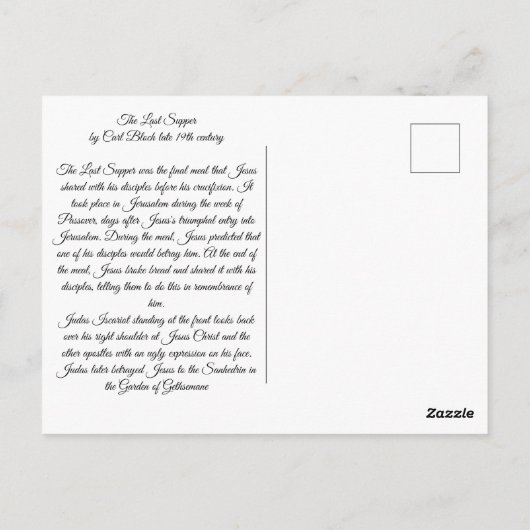Letztes Abendessen Postkarte (Rückseite)