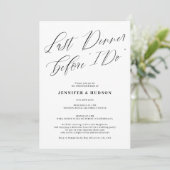 Letztes Abendessen Schwarz-weiß Hochzeitsessen Pro Einladung (Stehend Vorderseite)