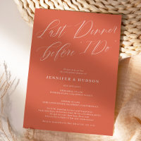 Letztes Abendessen Terracotta Hochzeit Probe Abend