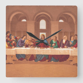 Letztes Abendmahl Jesu Christi Quadratische Wanduhr