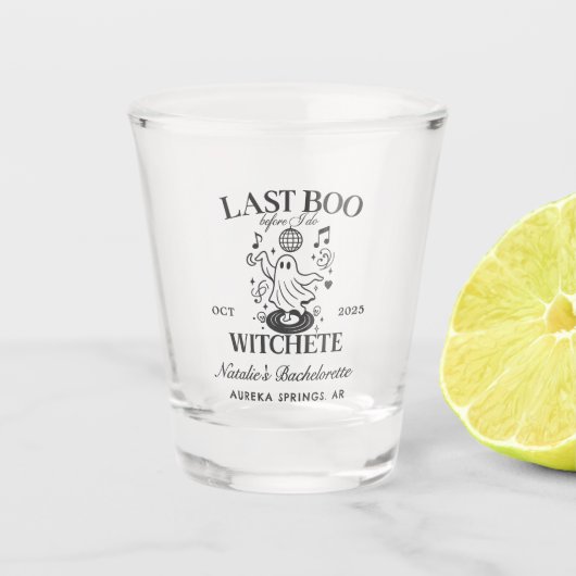 Letztes Boo, bevor ich Bachelorette-Halloween-Part Schnapsglas (Vorderseite)