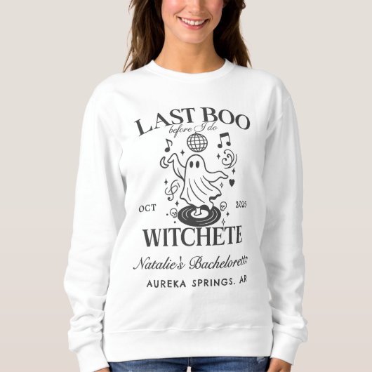 Letztes Boo, bevor ich Bachelorette-Halloween-Part Sweatshirt (Vorderseite)