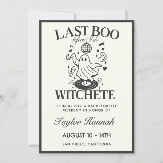 Letztes Boo, bevor ich Bachelorette-Strecke Einladung (Vorderseite)