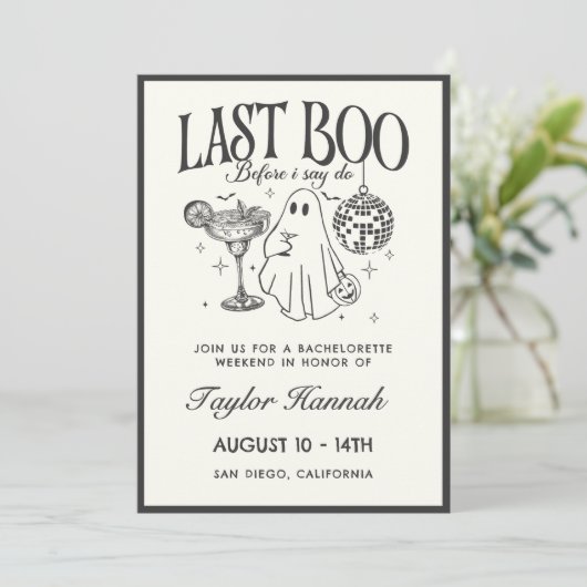 Letztes Boo, bevor ich Bachelorette-Strecke Einladung (Stehend Vorderseite)