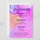 Letztes Disco Retro 70 Bachelorette Wochenende Einladung (Rückseite)