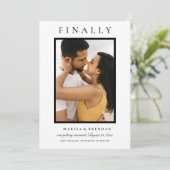 Letztes elegantes Schwarz-Weiß-Foto Save The Date (Stehend Vorderseite)