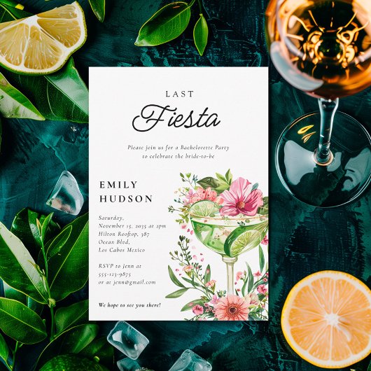 Letztes Fiesta Margarita Floral Brautparty Einladung
