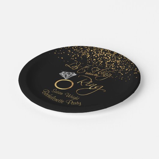 Letztes Flug - Bachelorette - Gold ⭐ ⭐ ⭐ ⭐ ⭐ Pappteller (Schrägansicht)