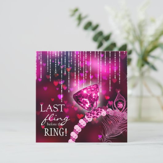 Letztes Flug vor dem Ring Bachelorette Rosa Ring Einladung (Stehend Vorderseite)