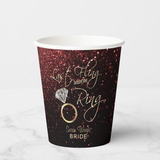 Letztes Flug vor dem Ring Bachelorette - Rot Pappbecher (Vorderseite)