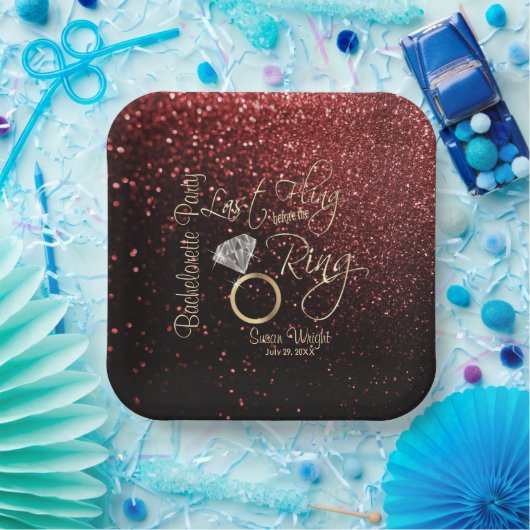 Letztes Flug vor dem Ring Bachelorette Rot Pappteller (Party)