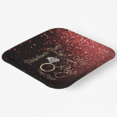 Letztes Flug vor dem Ring Bachelorette Rot Pappteller (Gewinkelt)