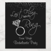 Letztes Flug vor dem Ring Bachelorette - Silber Weinetikett (Einzelnes Label)