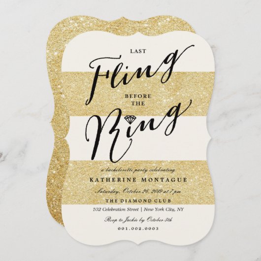 Letztes Flug vor dem Ring Chic Junggeselinnen-Absc Einladung (Vorne/Hinten)