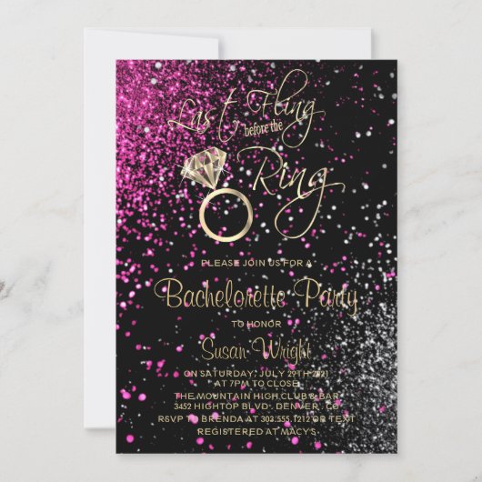Letztes Flug vor dem Ring Rosa - Silber Einladung (Vorderseite)