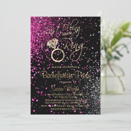 Letztes Flug vor dem Ring Rosa - Silber Einladung (Stehend Vorderseite)