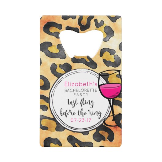 Letztes Flug vor dem Wilden Ring-Junggeselinnen-Ab Kreditkarten Flaschenöffner (Vorderseite)