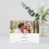 Letztes Foto Hochzeit speichern Sie das Datum Postkarte (Stehend Vorderseite)