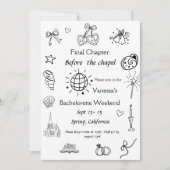 Letztes Kapitel vor dem Kapellbuch Bachelorette Einladung (Vorderseite)