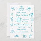 Letztes Kapitel vor dem Kapellbuch Bachelorette Einladung (Vorderseite)